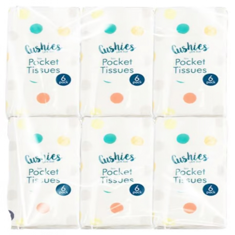 cushies pocket tissues - 6 pack