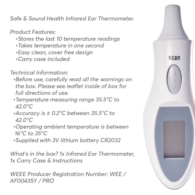 Safe & Sound Health Infrared Ear Thermometer 