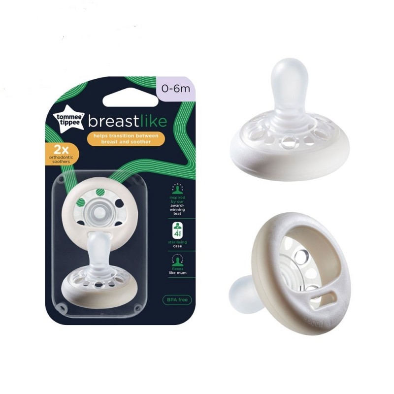 tommee tippee breast-like soother 2 psck