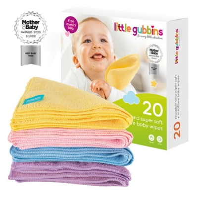 little gubbins 20 reusable and super soft microfibre baby wipes